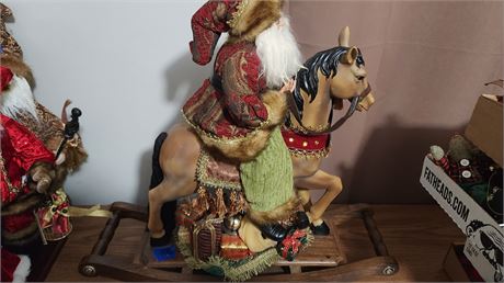 Vintage Large Heavy Santa Riding Horse. Very Nice Condition