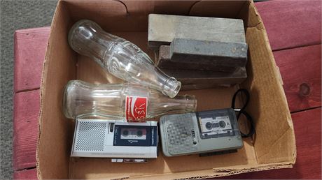 2 Voice Recorders & Glass Bottles & Misc.