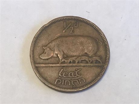 1943 Irish Half Pence Coin