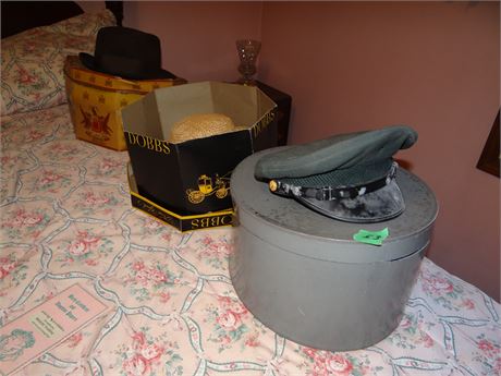 Vintage Hats including Military.