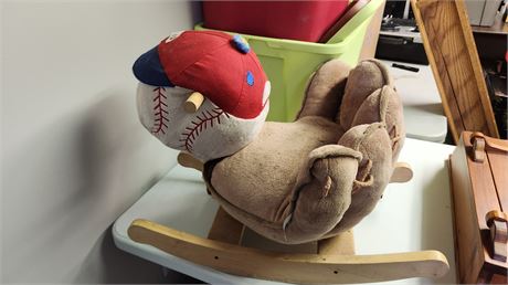 Child Baseball Glove And Ball Rocking Chair