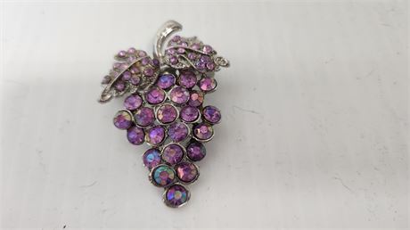 Rhinestone Grape Brooch