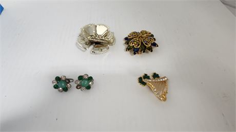 3 Brooches & Earrings