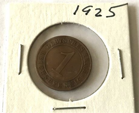 1925 Germany Weimar Republic 1 Reichspfennig