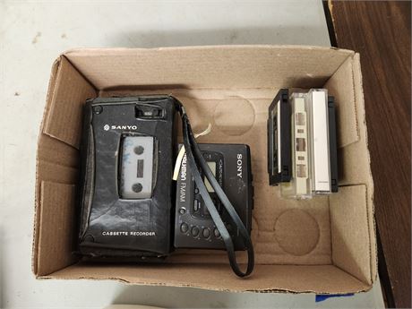Vintage Walkman AM/FM Cassette Radio & Sanyo Cassette Recorder