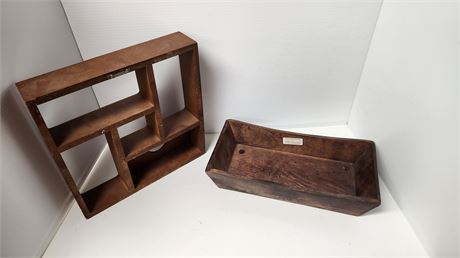 Vintage Hot Bun Warmer & Small Wood Shelf.