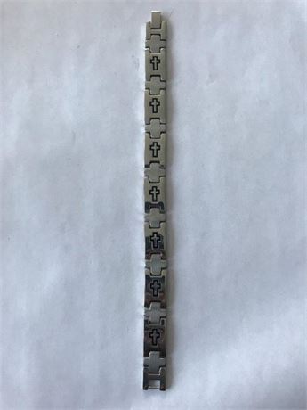 Stamped Stainless Steel Cross Bracelet