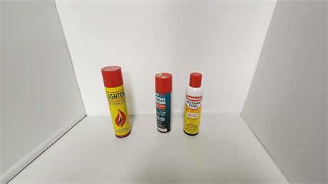 3 Partial Cans Of Butane Lighter Fluid