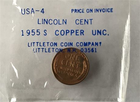 1955S US Wheat Penny Unc.