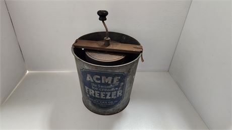 Vintage Acme The 5 Minutes Ice Cream Freezer Can