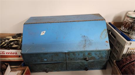 Vintage Metal Tool & Hardware Storage Box.