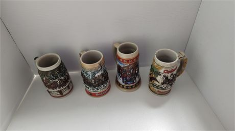4 Vintage Budweiser Beer Steins