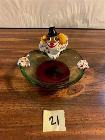 Vintage Murano Glass Clown Candy Dish