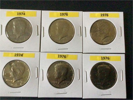 Four - 1976, Two - 1974, Kennedy 1/2 Dollars