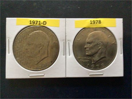 1971-D and 1978 Eisenhower Dollar Coins