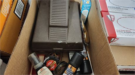 Shoe Shining Kit & Wax & Cleaners & Brushes