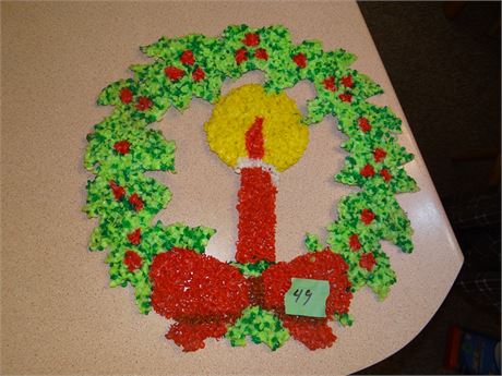 Popcorn/ Melted Plastic Wreath, Vintage