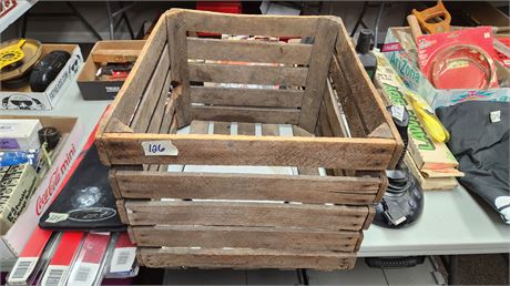 Wood Crate & Vintage Metal Pan