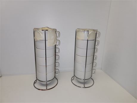 2 Stacks of Coffee Mugs