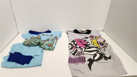 Kids Vintage Clothing. Size 8 Beetle Juice Shirt & TMNT Pajamas