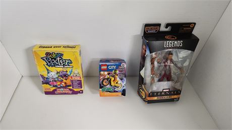 Marvel Action Figure & Lego City Set & Color Pixter Computer Game