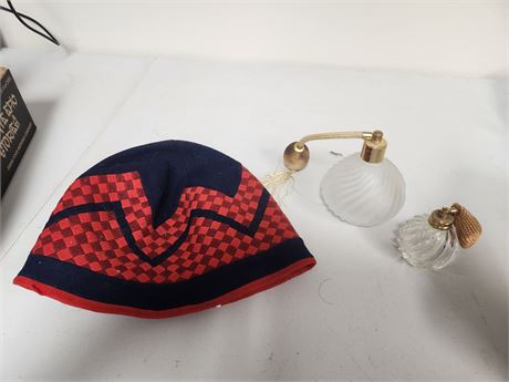Perfume Bottles and hat