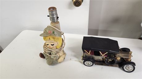 Vintage Lamp & Metal Car