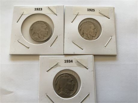 Buffalo Nickels 1923, 1925, 1934