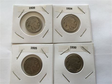 1920, 1924, 1930, 1935, Buffalo Nickels