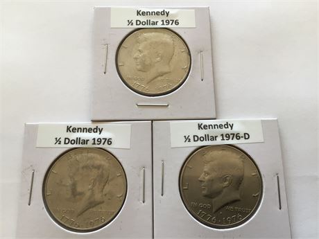 (3) 1976 Bicentennial Quarters