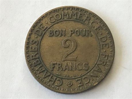 1925 France Chamber of Commerce 2 Francs