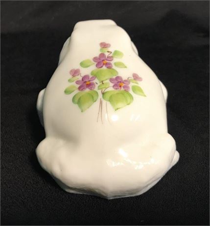 Fenton Violets in the Snow Frog Hand-painted & Signed