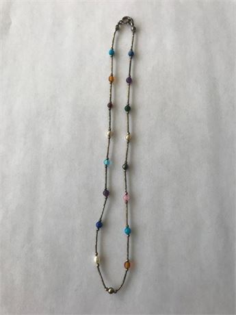 Stamped 925 Beaded Necklace