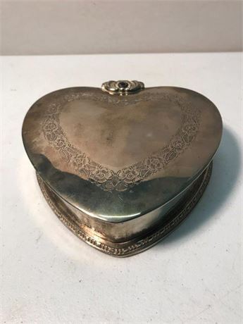 Silverplate? Heart Shaped Trinket/Keepsake Box