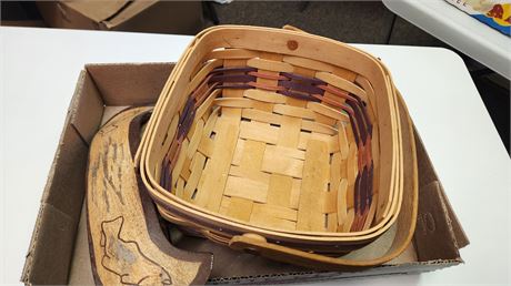 Wood Basket & Wooden Canoe Decoration