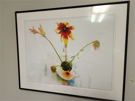 Framed Signed Flower Painting