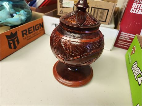Wood Carved Dish With Lid