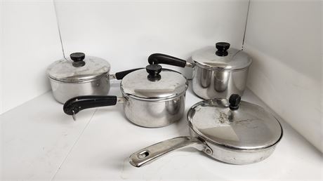 Cookware With Lids. 3 Revere Brand & One Philippe Richard Collection