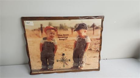 Wood Hanging Clock With Picture