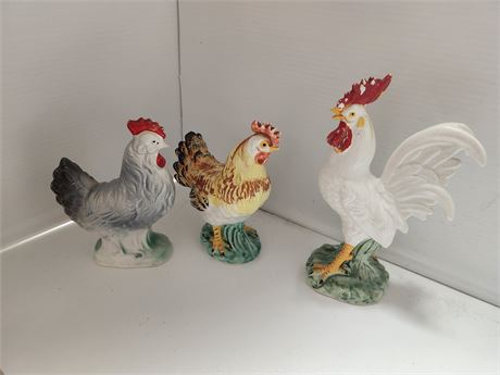 3 Vintage Roosters