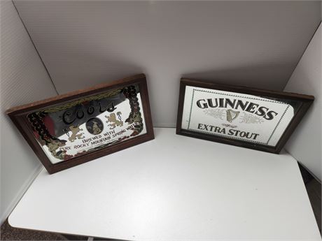 2 Glass Framed Beer Signs