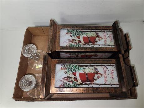 2 Christmas Lanterns & Candle Holders
