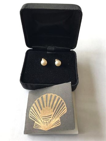 Stamped 14K JCM Cultured Pearls Earrings