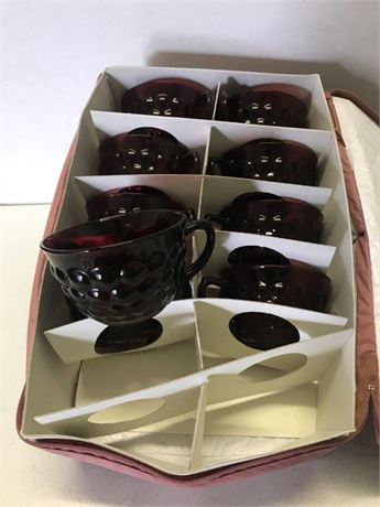 Anchor Hocking Ruby Red Bubble Teacups