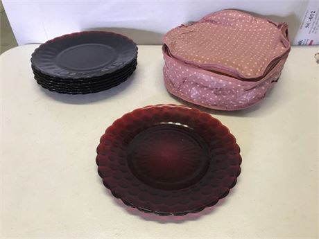 8 Anchor Hocking Ruby Red Bubble Plates
