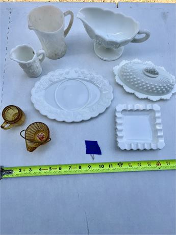 Collectibles, milk glass