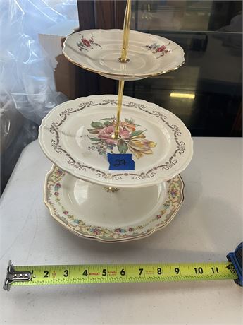 Collectibles 3-Tier Serving Dish and Tea Cup Set
