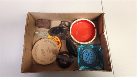 Cast Iron Mini Iron & Vintage Ashtrays & Miscellaneous Vintage Collectable Items