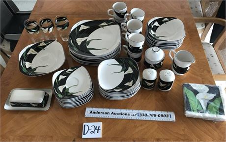 Sango Black Lillies China Set