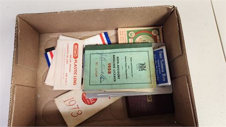 !950's Fishing Licenses & Miscellaneous Vintage Items